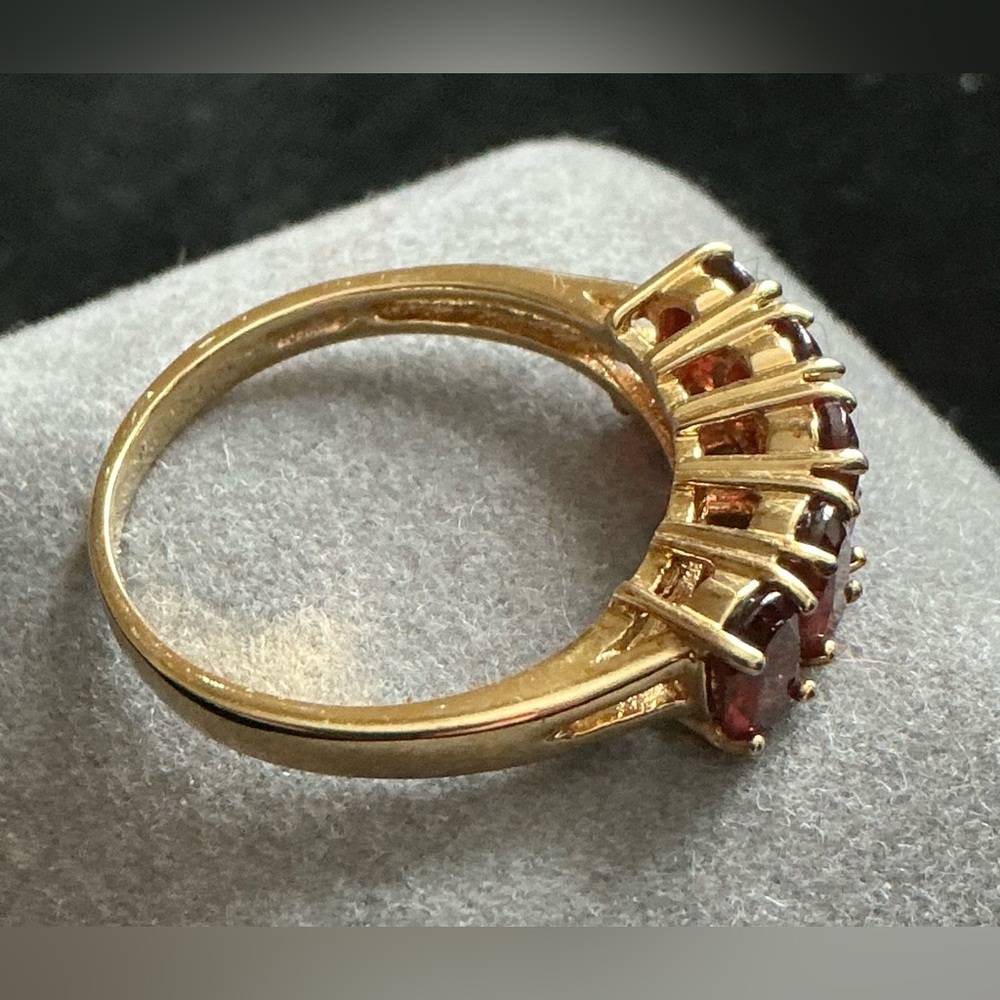 Garnet, gold-plated cocktail ring .925, size 10 - 10.5 - Picture 3 of 8